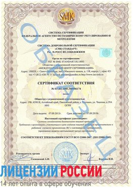 Образец сертификата соответствия Мелеуз Сертификат ISO 22000